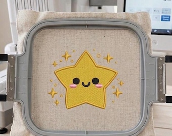 Diseño de bordado a máquina de estrella brillante - Formatos PES, DST y JEF (Descarga instantánea)