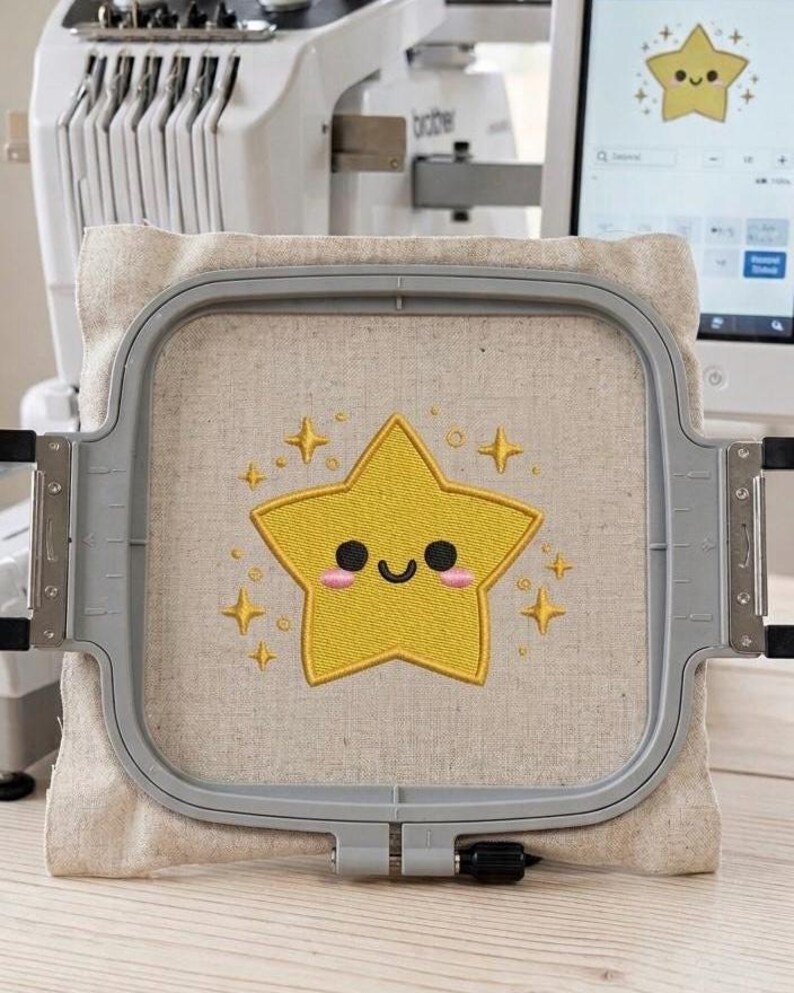 Sparkling Star Machine Embroidery Design - PES DST JEF Formats (instant ...