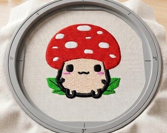 Kawaii Mushroom Cute Embroidery File Trendy Cartoon Embroidery Design, Cute Embroidery Pattern Digital Instant Download, dst, pes, jef