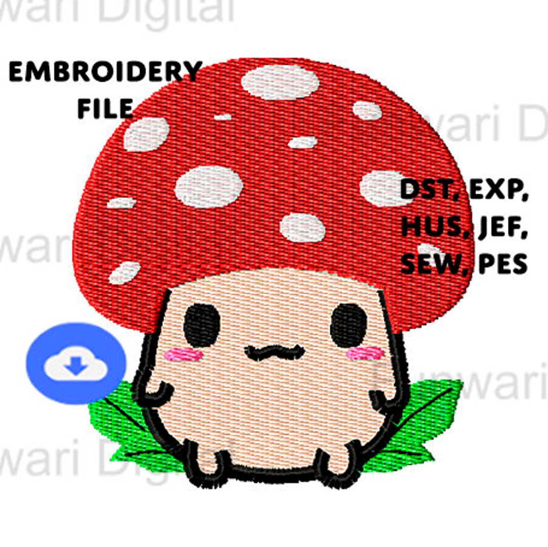 Kawaii Mushroom Cute Embroidery File Trendy Cartoon Embroidery Etsy