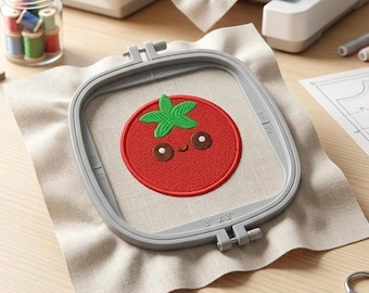 Cute Tomato Simple Vegetable Embroidery File Design - Veggie Food PES/DST/JEF Pattern Formats  - Instant Download File