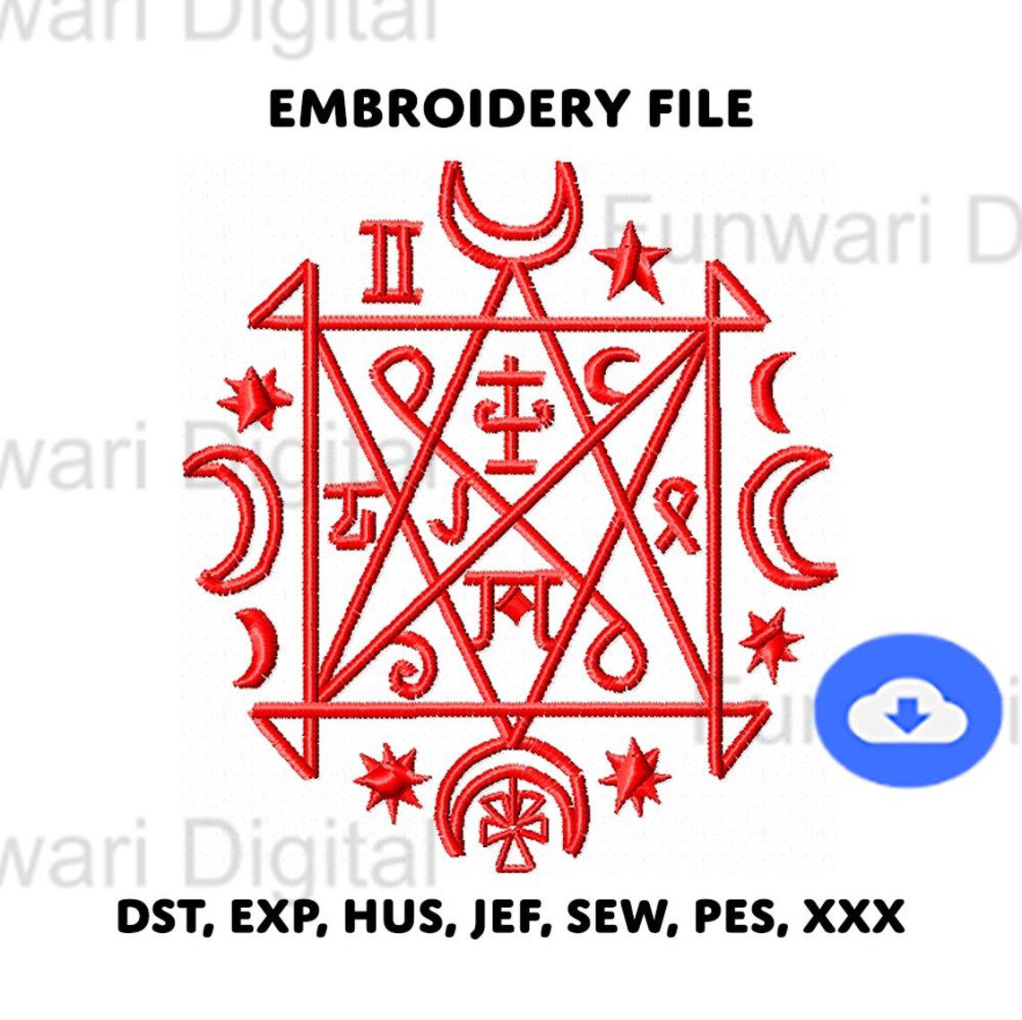 Sigil Machine Occult Sigil Machine Embroidery Design, Detailed Red Seal for Alt ...