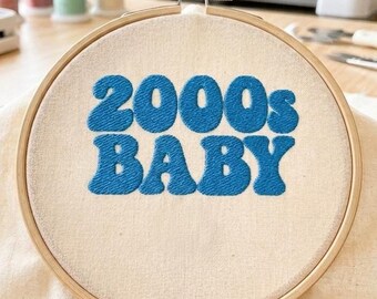2000s Baby embroidery file for machines. Y2K retro text, instant download, DST EXP JEF, perfect for hoodies tees gifts trendy