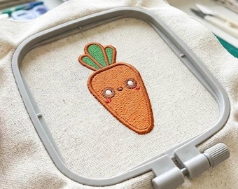 かわいいニンジン野菜の刺繍ファイルデザイン - 野菜食品PES/DST/JEFパターン形式 - 即時ダウンロードファイル