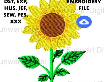 Cute Sunflower Machine Embroidery File Cute Summer Cottagecore Aesthetic Garden Embroidery Design, Pattern Digital Instant Download, dst pes