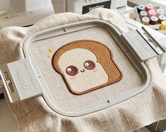 Adorable fichier de broderie Machine mignon miche de pain, motif de broderie boulangerie esthétique cottagecore, motif téléchargement numérique, dst pes