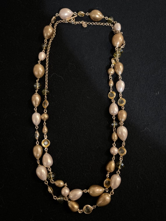 Monet Pearl and Crystal Necklace - image 1