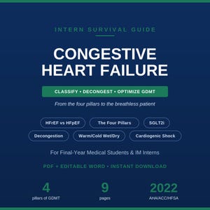 Heart Failure Guide for Medical Students and Interns - HFrEF and HFpEF, Four Pillars of GDMT, Decongestion -