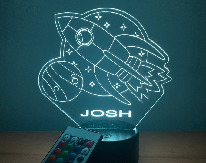 Rocket Ship 3D Lamp Personalized