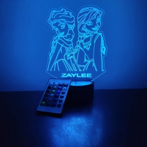 Elsa & Anna 3D Lamp Personalized