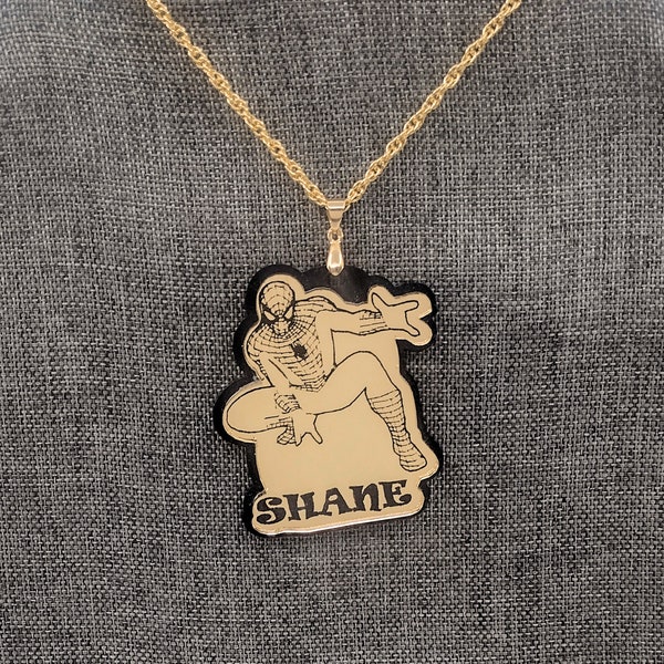 Personalized Kids Character Necklace Jewelry Laser Cut Acrylic With Quality Gold Chain