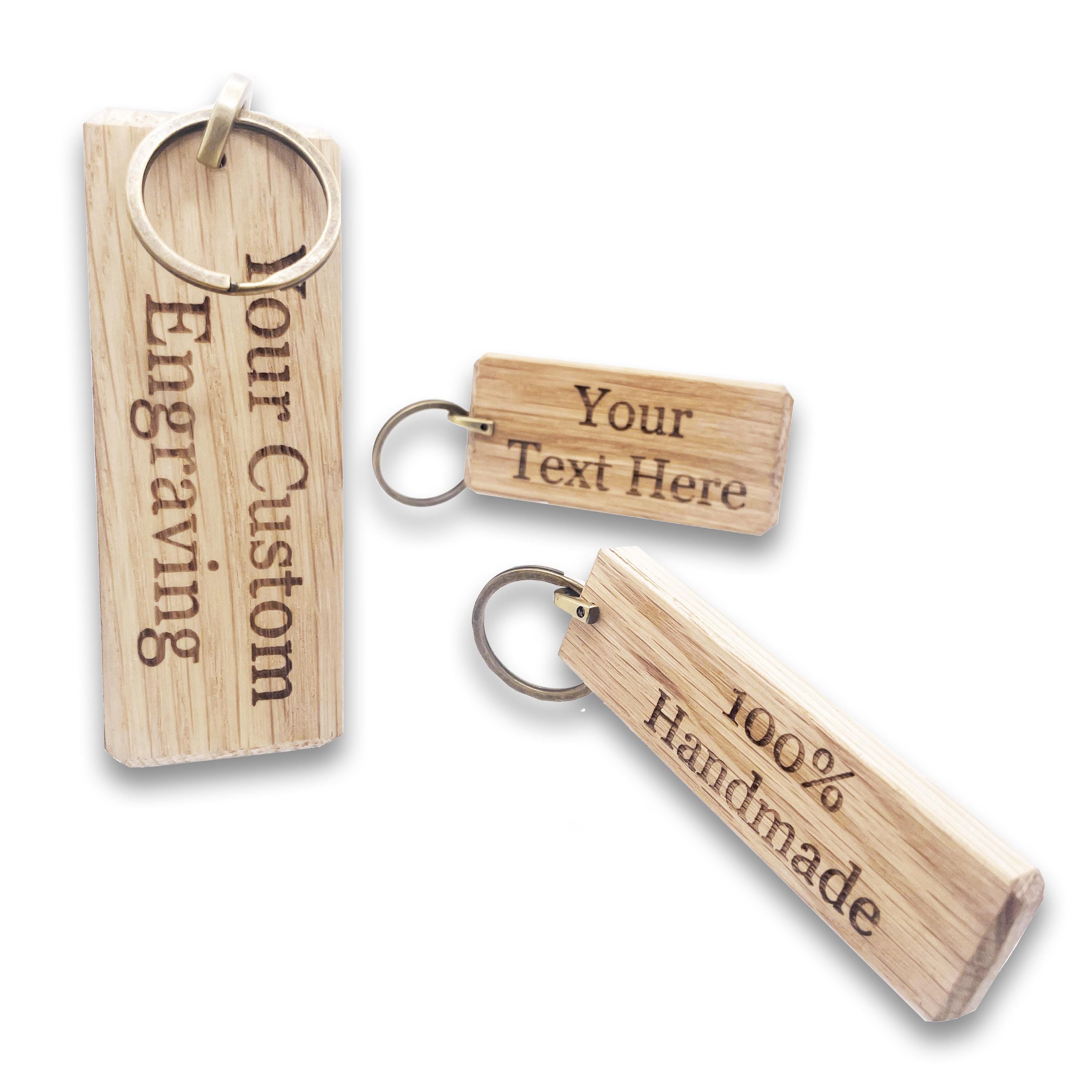 Handmade Oversized Personalised Chunky Rustic Oak Wooden Door Keyring Tag Keychain Custom Engraving for Hotel Room Villa Business Lodges