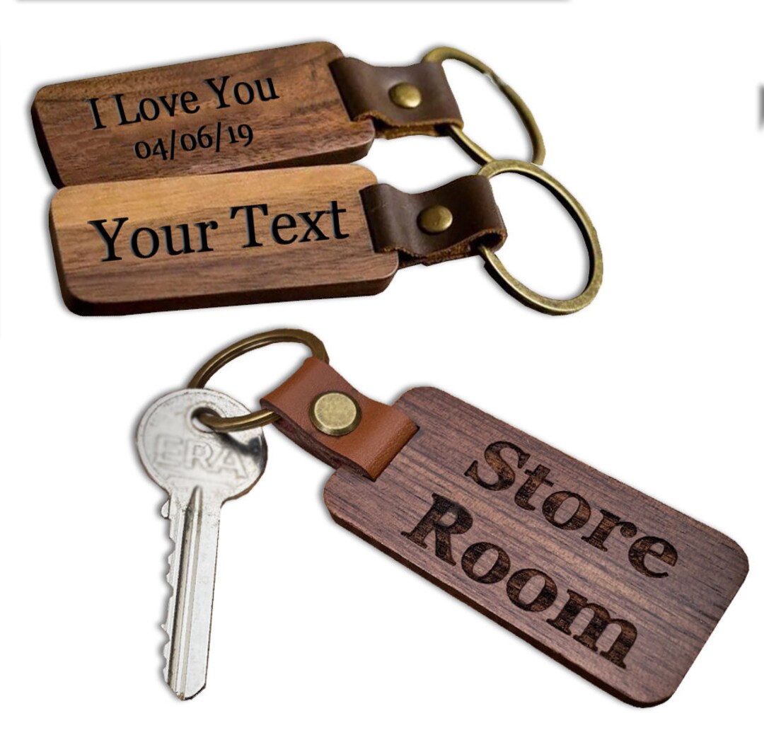 Personalized Wooden Keyring: Custom Engraved Double-sided Keychain - Etsy