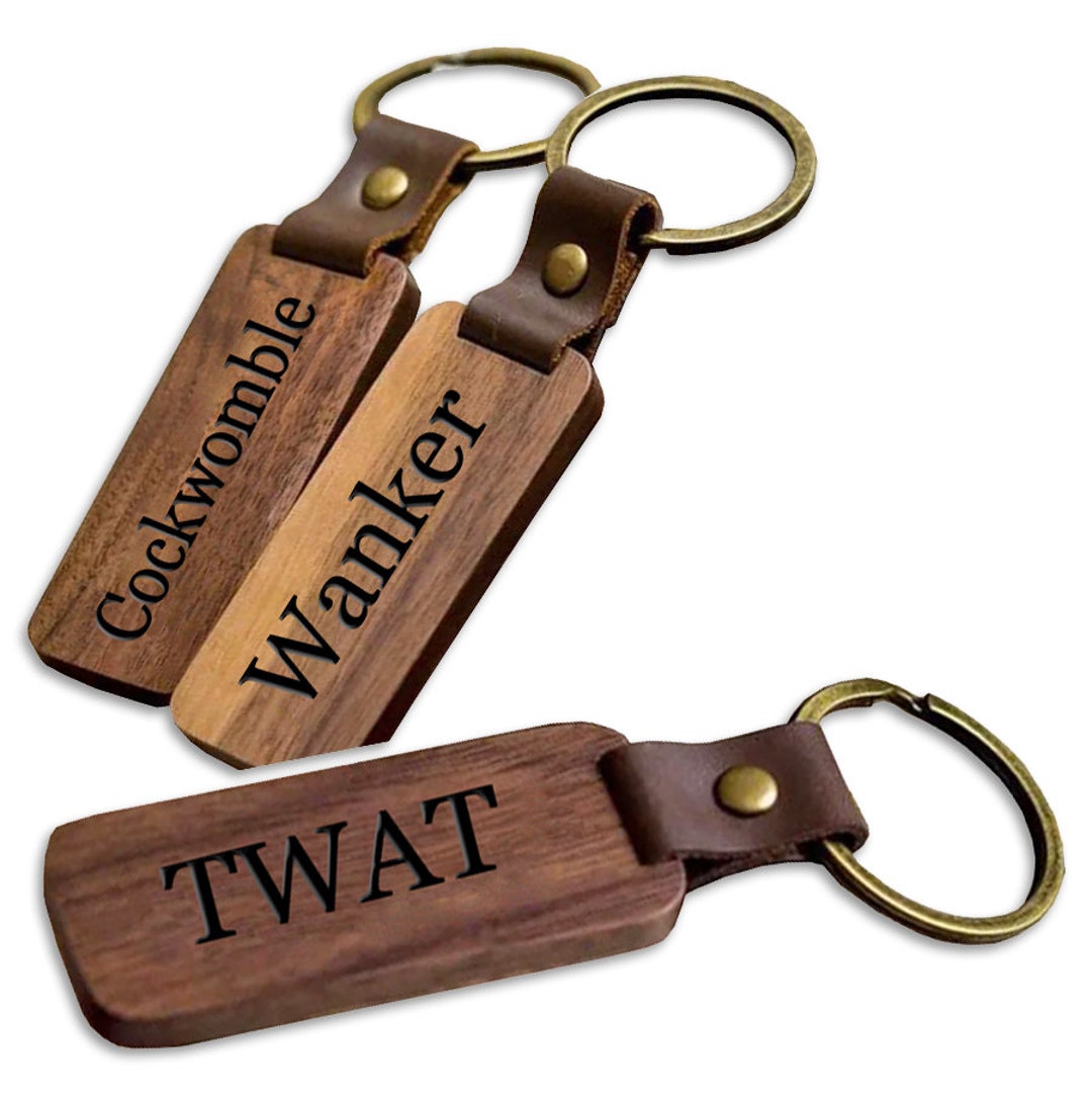 Swear Key Rings Personalised Custom Engraved Keyring = Swear Word Adult Rude Slogan ...
