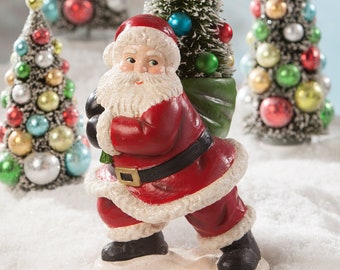 Bethany Lowe Retro Santa Christmas Merry & Bright Santa With Tree TL8752