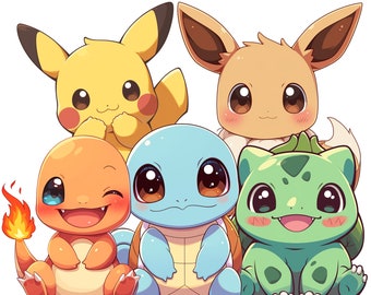 Cute Pokemon PNG, Pokemon Clipart, Transparent Background, Pikachu Clipart, Pokemon Stickers, Pokemon Fan Art, Pokemon SVG