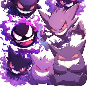 Ghost Pokemon PNG, Gengar Clipart, Transparent, Gastly Clipart, Pokemon Stickers, Pokemon Fan Art Chibi, Pokemon SVG, Haunter PNG sticker