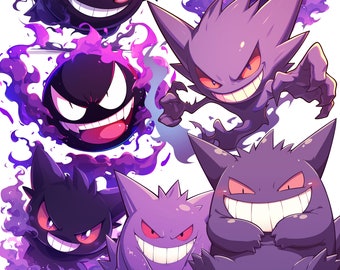 Ghost Pokemon PNG, Gengar Clipart, Transparent, Gastly Clipart, Pokemon Stickers, Pokemon Fan Art Chibi, Pokemon SVG, Haunter PNG sticker