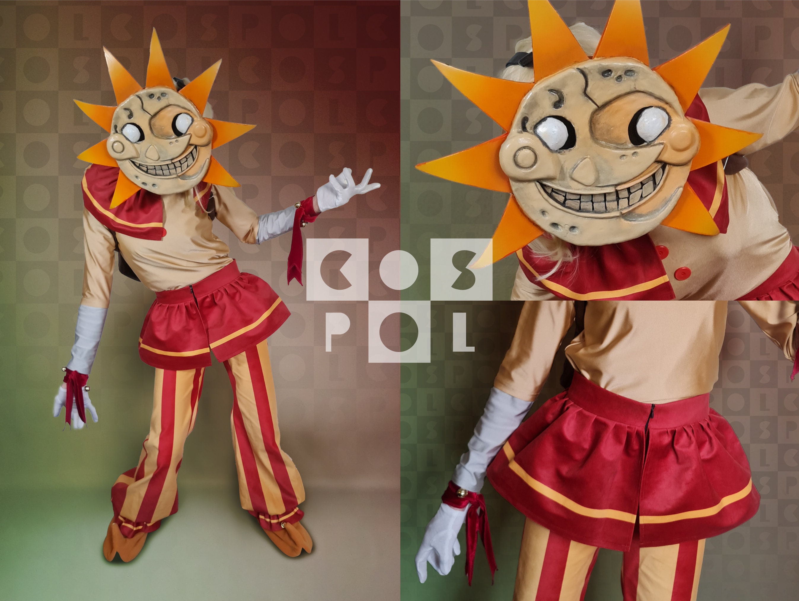 Kids Moondrop Sundrop FNAF Cosplay Costume Cartoon Sun Moon Clown Halloween  Costume 