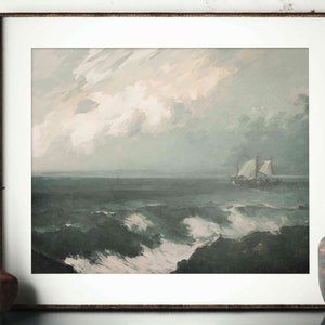 Coastal Seascape Painting  /  Coastal Wall Art Decor /  Ocean Print Digital PRINTABLE ART