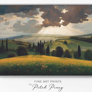 Toscane Peinture à l’huile Art Mural |  Paysage toscan Print |  Peinture de paysage |  IMPRIMABLE NUMÉRIQUE