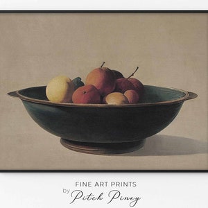 Arte della parete stampabile di pittura a olio di natura morta / Pittura murale di Moody Fruit Bowl Gallery / Arredamento della fattoria / Download digitale Fine Art