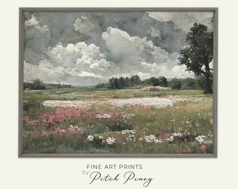 Natur Ölgemälde | Vintage Landschaftsdruck | Landhausstil | Wandkunst, digitale druckbare Kunst