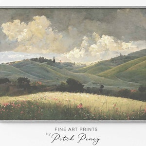 Tuscany Landscape Art Print / Vintage landscape print / Tuscan Landscape Oil painting Wall Decor / PRINTABLE Digital