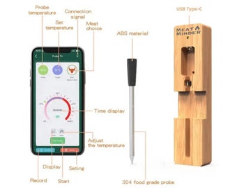 Meat Minder Wireless Smart Bluetooth Meat Thermometer