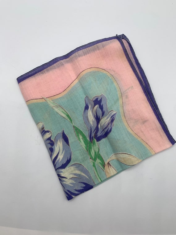 Vintage Handkerchief/Hanky - Bouquet of Blue Flow… - image 7
