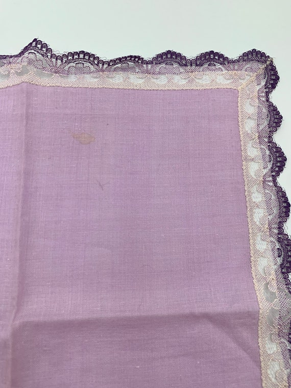 Lavender Purple Vintage Handkerchief/Hanky Edged … - image 4