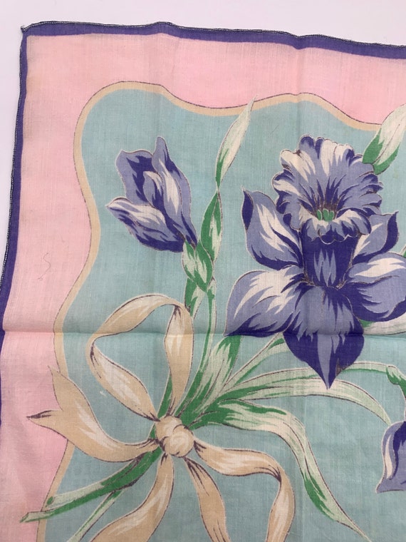 Vintage Handkerchief/Hanky - Bouquet of Blue Flow… - image 5