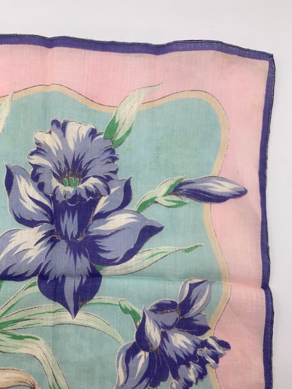Vintage Handkerchief/Hanky - Bouquet of Blue Flow… - image 4
