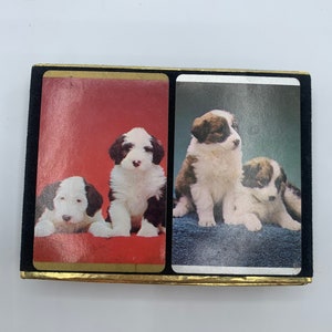 2 Kartendecks in Hülle - Karten mit Fotos von Welpen - 13cm x 10cm x 1cm - Kongreß-Spielkarten - Beide Decks komplett - Cel-U-Tone Finish