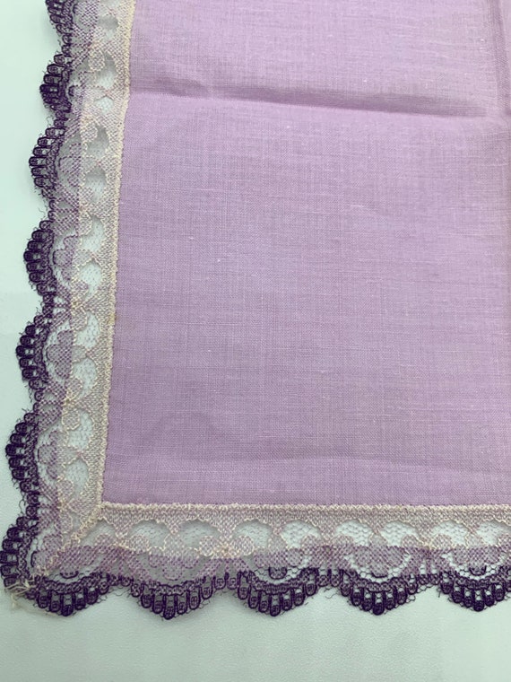 Lavender Purple Vintage Handkerchief/Hanky Edged … - image 2