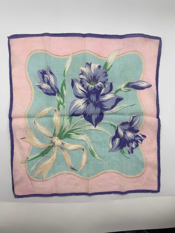 Vintage Handkerchief/Hanky - Bouquet of Blue Flow… - image 1