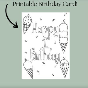 Printable Happy 1st Birthday: Ice Cream