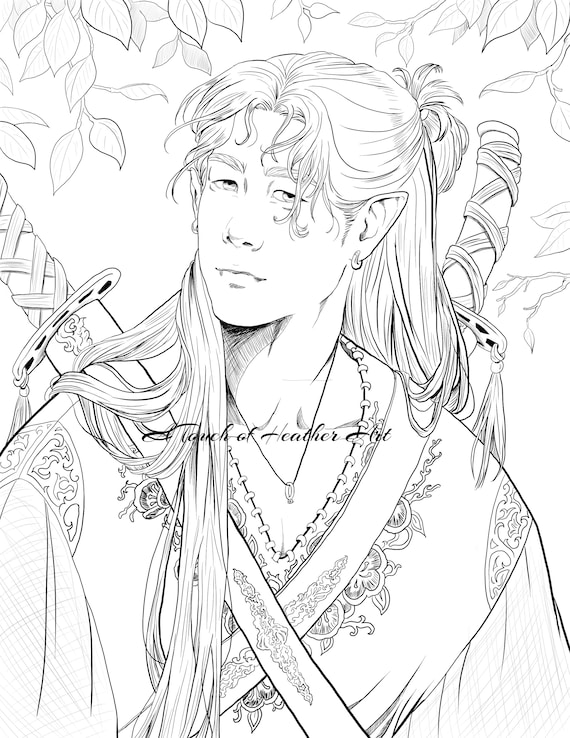 Coloring Page Male Elf Fantasy Printable - Etsy