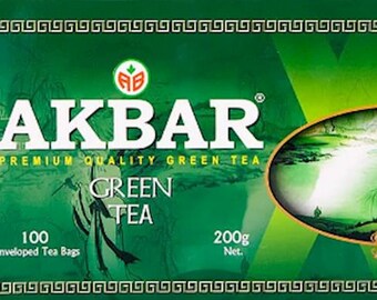 Akbar Green Tea GREEN 100 Tea Bags Made in Sri Lanka