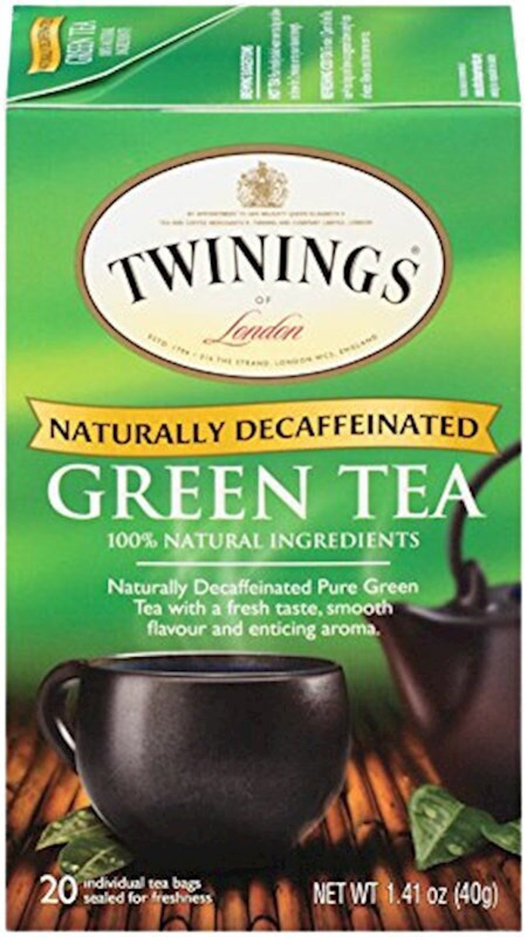 Twinings Green Tea DECAF 20 Tea Bags Made in England Etsy