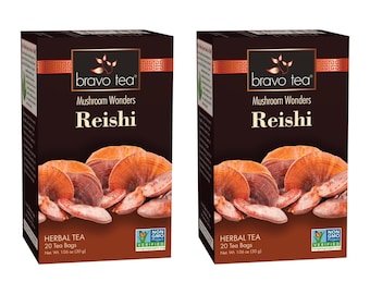 2 PACK "BRAVO" Herbal TEA Mushroom wonders reishi healthy immune function 20 tea bags