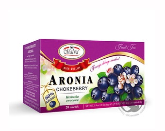 Malwa Fruit Herbal Tea 'Aronia' Chokeberry No Caffeine  40g 20 Tea Bags Made in Poland