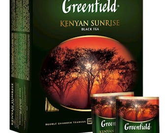 Greenfield Black Tea KENYAN SUNRISE 100 Tea Bags Made in Russia