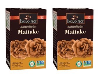 2 PACK "BRAVO" Herbal TEA Mushroom wonders maitake blood sugar immune function 20 tea bags