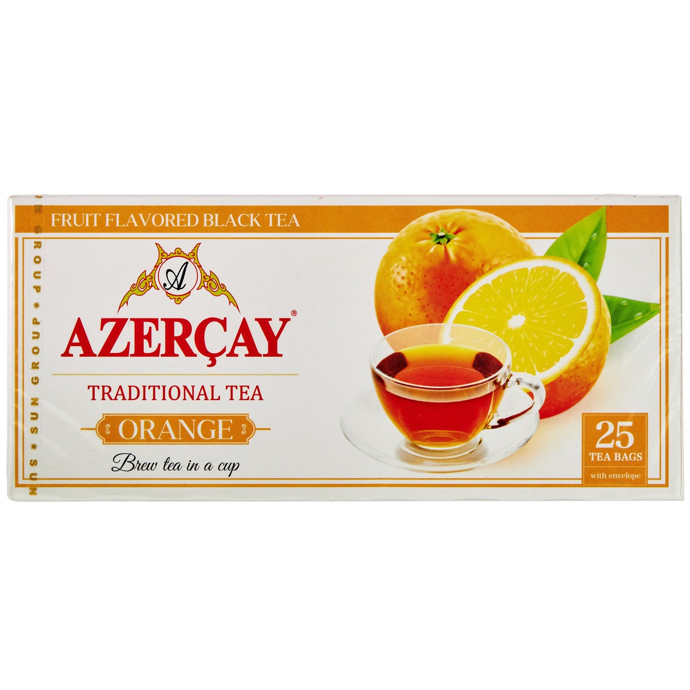 Buy Azercay Black Tea With ORANGE 25 Tea Bags Made in Azerbaijan