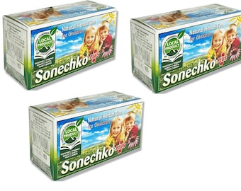 3 Pack Natural Herbal Baby Tea "SONECHKO" ECHINACEA  20 Tea bags Made in Ukraine - Carpathian Standards - Tea For Babies