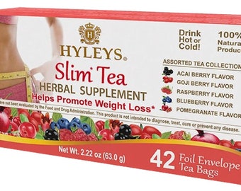 Hyleys Slim Tea ASSORTMENT 42 Tea Bags Acai Goji Pomegranate Raspberry Blueberry