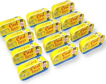 12 PACK Threeline COD Liver In Own Oil Made in Iceland 121g Wild Caught Icelandic No GMO