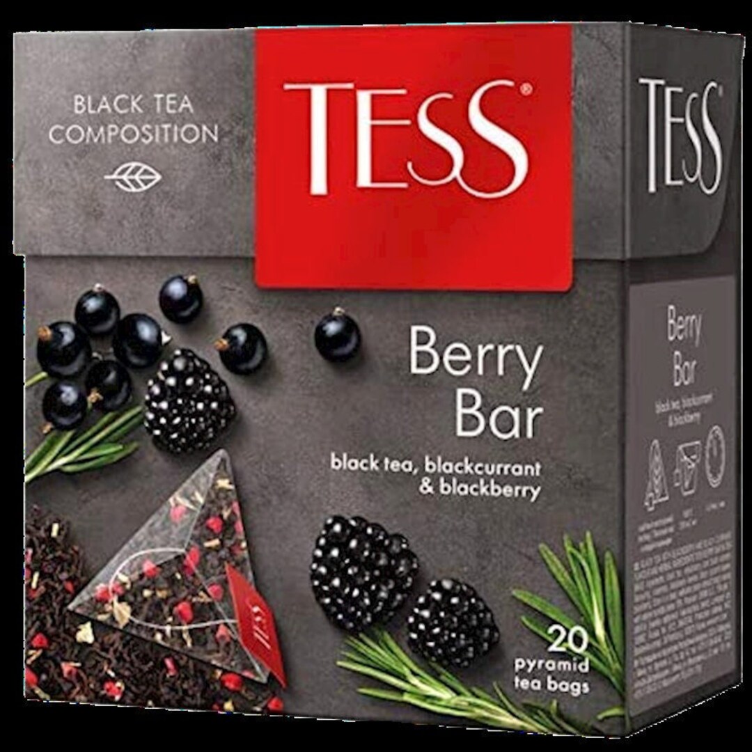 TESS Black Tea BERRY Bar With Black Currant & Blackberry 20 Pyramids X ...