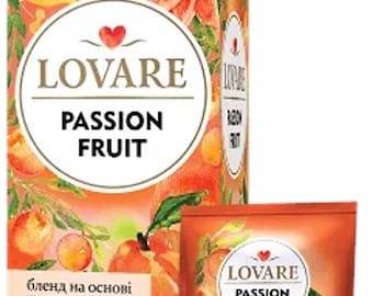 LOVARE Black Tea PASSION FRUIT 24 Tea Bags - Made in Ukraine -  All Natural Tea